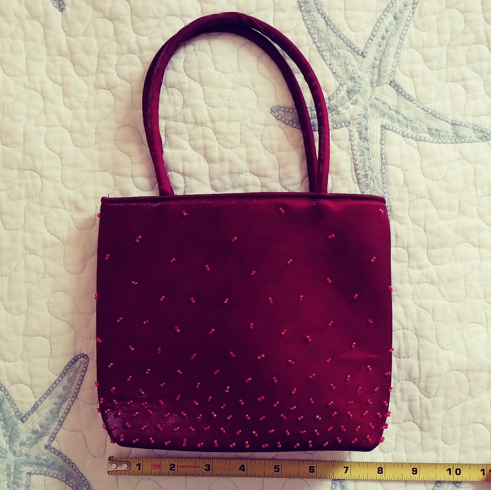 Burgundy Beaded Purse